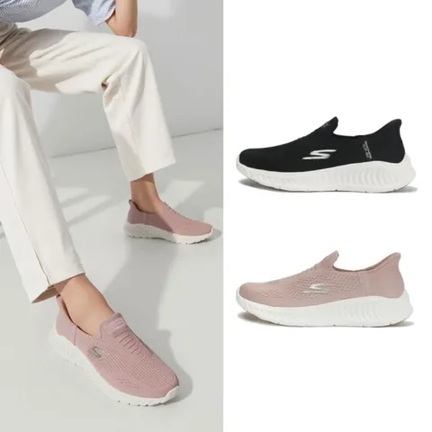 스케쳐스 운동화 고워크 나우 여성 슬립온 모브/블랙 2종택1