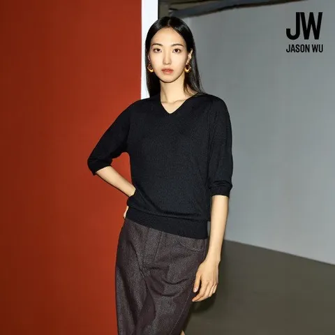 제이슨우 25FW Alma V넥 실크 홀가먼트 니트 3종