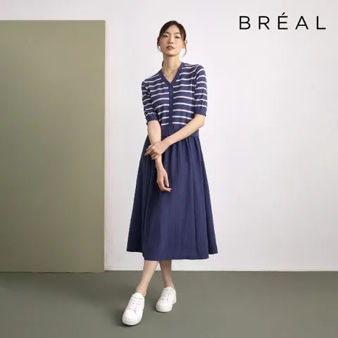 브리엘 버튼 스트라이프 원피스 2종[런칭 가격 79,900원]