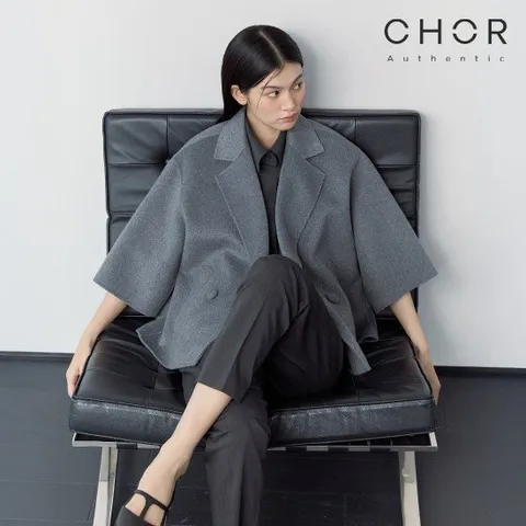 코어 어센틱 25FW 캐시울 핸드메이드 판초 숏코트 [런칭 가격 129,900원]