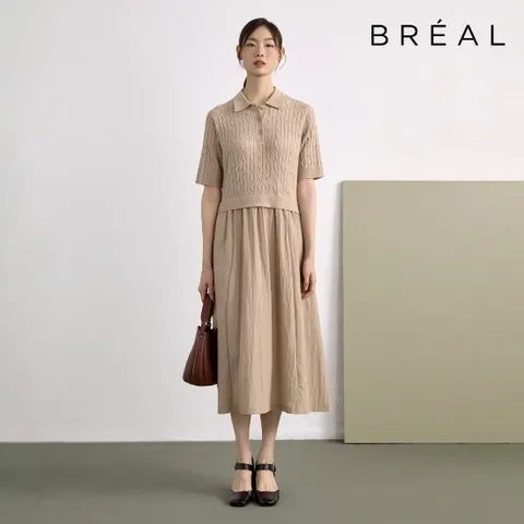 브리엘 25FW 반팔 케이블 카라 니트 원피스 2종