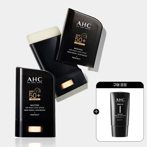 AHC 마스터즈 에어리치 선스틱 14g 2개+(증정)톤업선세럼 10ml