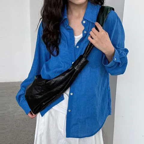 [하젤] 비비드10컬러 아사면 시스루 롱셔츠_M4068