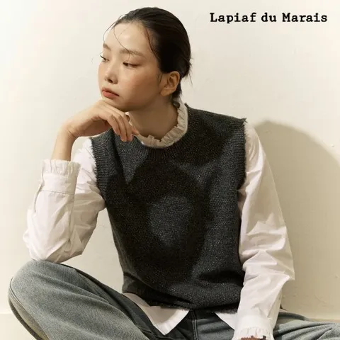 [2만원 인하]라삐아프 25FW 메탈 트위드 울 베스트 1종 [런칭 가격 69,900원]