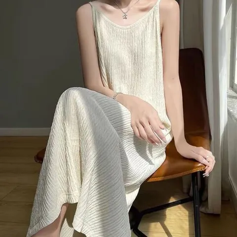 플리츠 주름 여성 끈나시 원피스 바캉스룩 데일리룩