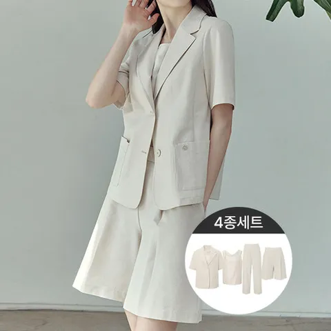 여름쿨셋업4종(반팔자켓+슬리브리스+반바지+긴바지)