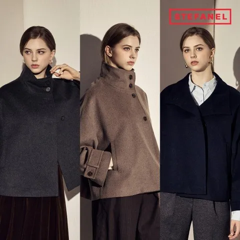 스테파넬 25FW 울캐시미어 하이넥 하프코트[런칭 가격 139,900원]