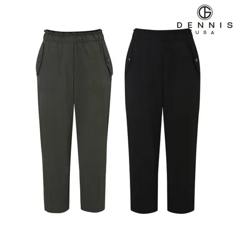 [데니스골프] 여성 세미 배기핏 셔링 8부 밴딩팬츠 2종세트