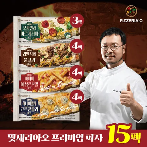 [핏제리아오] 노엣지 프리미엄 이탈리안 사각 피자 4종 / 총 15팩