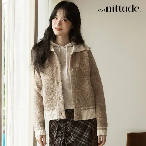 엔니튜드 울 블렌드 니트 부클점퍼