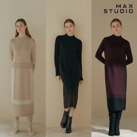 [막스스튜디오][막스스튜디오] 여성 모크넥 니트 립 원피스 3종