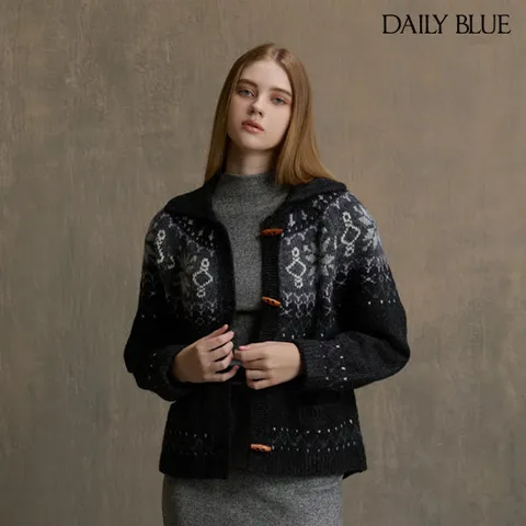 데일리블루 25FW 울 노르딕 니트 케이프 재킷 가디건 1종