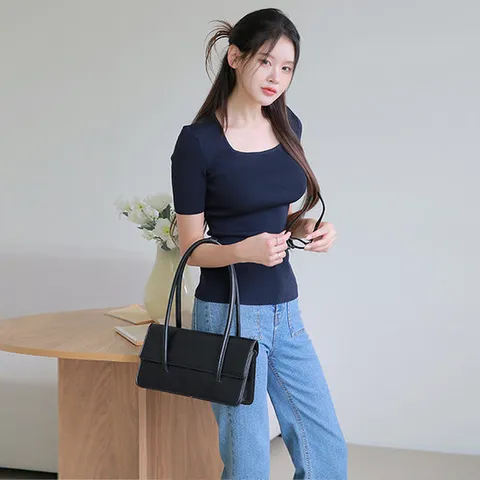 [르포엠]렌브 스퀘어넥 하프슬리브 니트 3종세트