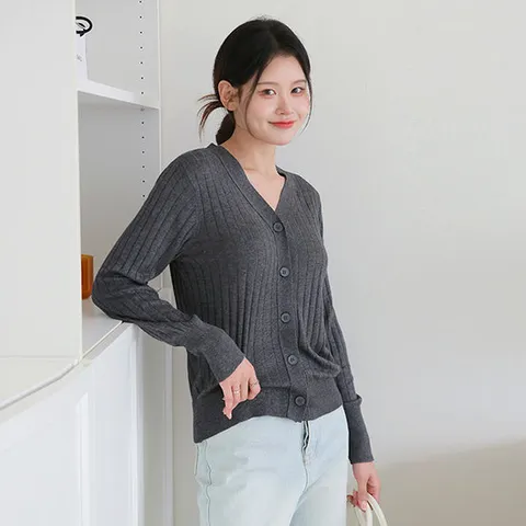 [르포엠]루시 골지 브이넥 니트 가디건 3종세트