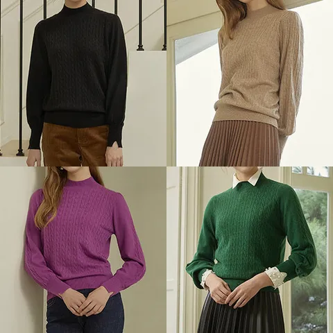 밍크메리노울케이블니트3종세트