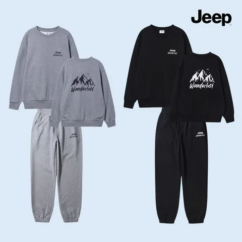 지프 Jeep [남녀공용] 2025 F/W 루즈핏 맨투맨&밴딩 조거팬츠 트레이닝 세트 893992