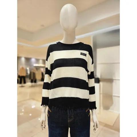 [르니앤맥코이]니트 타래 스트라이프 티셔츠MM10KN703FJY