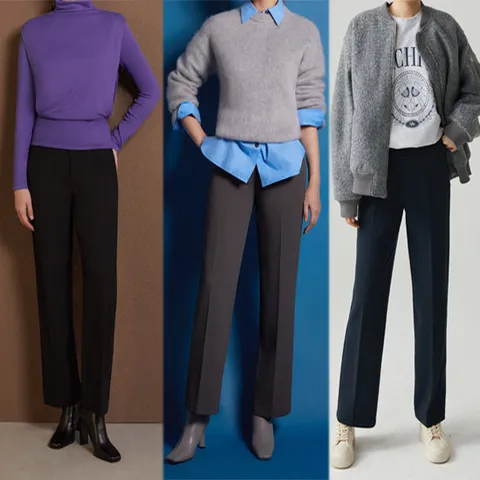 여성 트리코트 세미와이드 기모 본딩 팬츠 3종세트(LWGW)