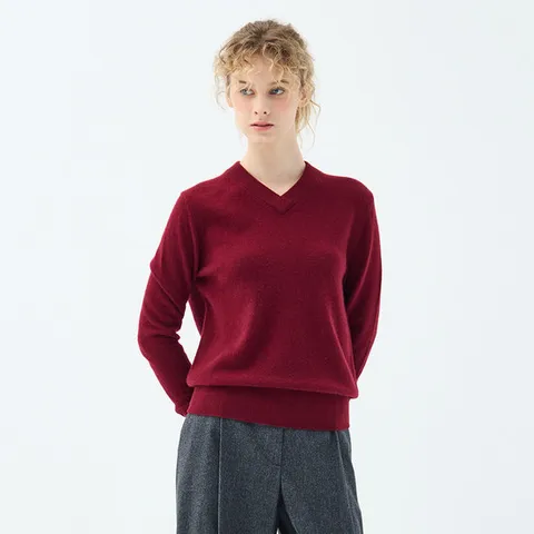 [유닛]캐시미어100 모던베이직 브이넥 니트 UFKKVN421C