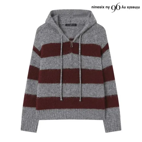 [나인식스뉴욕]후드 반집업 단가라 긴팔 니트 (NP4KT005L0)