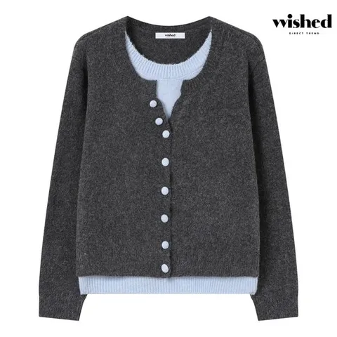 [위시드]레이어드 배색 라운드 긴팔 니트 (WICDNT004)