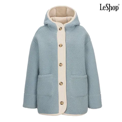 [르샵]후드 뽀글이 박스핏 골지 배색 긴팔 자켓 (DO3JK021A)