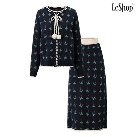 [르샵]플라워 가디건 밴딩 스커트 셋업 (DP4OW004A)