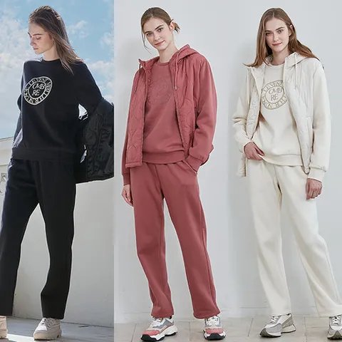 리베레츠 여성퀼팅기모트레이닝셋업(점퍼+티셔츠+팬츠)