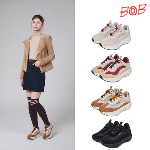 BOB 25FW 최신상 여성 소가죽 스니커즈 키높이 운동화
