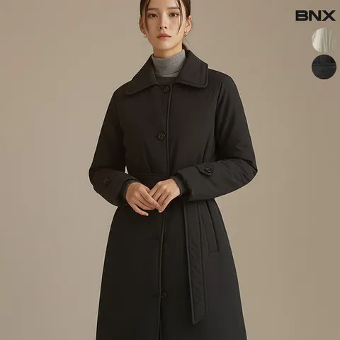 [BNX] 여성 발마칸 벨트 트렌치 롱 패딩 코트