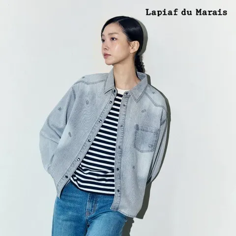 라삐아프 26SS 마린자수 데님 아우터 셔츠
