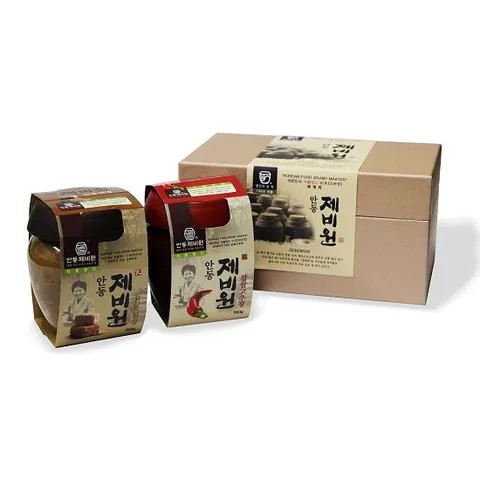 국산콩으로 담은 된장+고추장 1.92kg 선물세트(보자기)