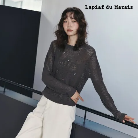 라삐아프 26SS 레터링 크로쉐 니트 1종