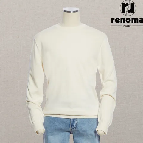 [레노마캐주얼][기간한정]SS 아이보리 울 코튼 아이보리 라운드 니트 티셔츠 RPMEKT01AJD