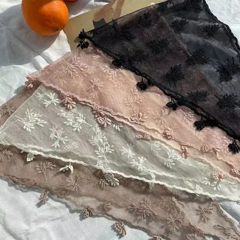 [이사야0613] 여성 레이스 삼각 스카프 망사 목스카프