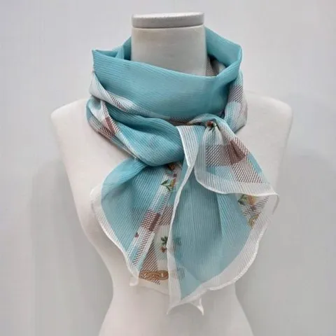 [애슬릿] 쉬폰 스카프 여성 체크 롱 타이 얇은 여름 방도 목