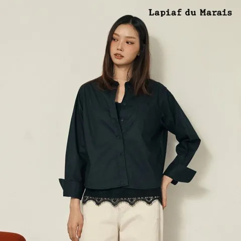 라삐아프 26FW 실켓코튼 크롭 커프스 셔츠 2종(블랙 공통)