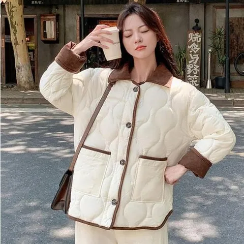 퀼팅패딩 코듀로이 퀼팅 골덴 배색 누빔패딩