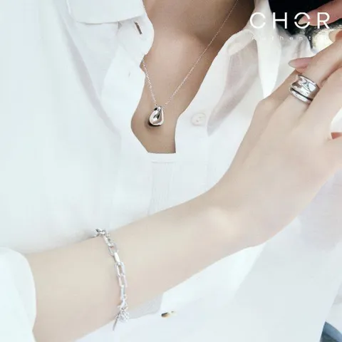 코어 어센틱 SILVER 925 코어 빅볼륨 물방울 목걸이+바게트 15캐럿 테니스 팔찌