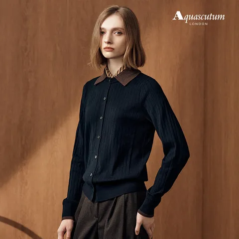 아쿠아스큐텀 26FW 울 블렌드 카라 니트 2종