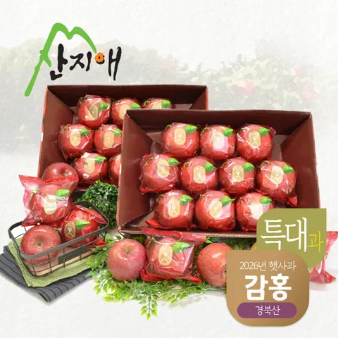 산지애 햇사과 감홍 6kg (3kg*2박스, 총 16~20과)