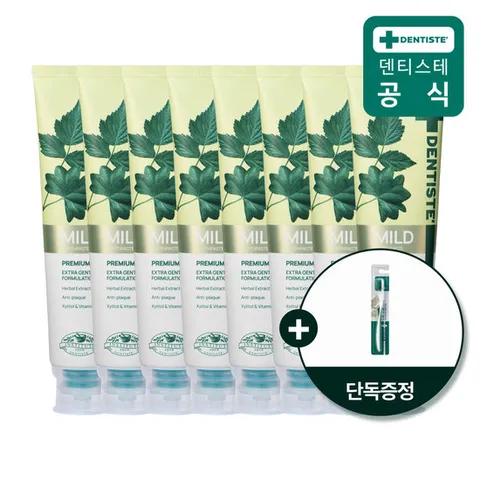 덴티스테치약 마일드 튜브형 200g 8개 + 마이브러쉬 미디엄헤드 1개 증정