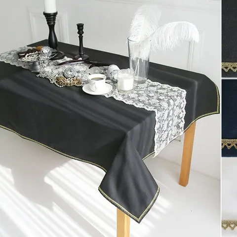 골드엣지 테이블보-네이비.차콜.화이트(4인)