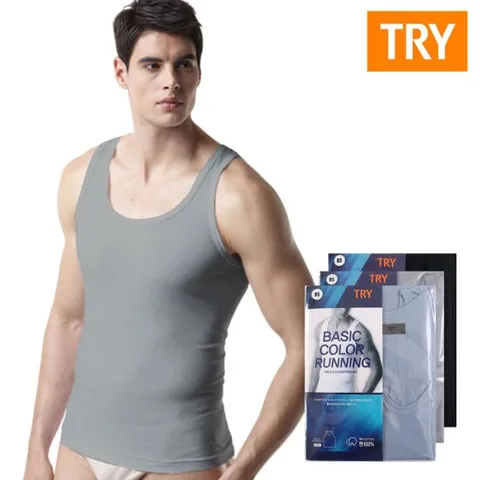 [TRY] 남성 컬러 조끼 런닝 코튼 민소매 남자런닝 3매입