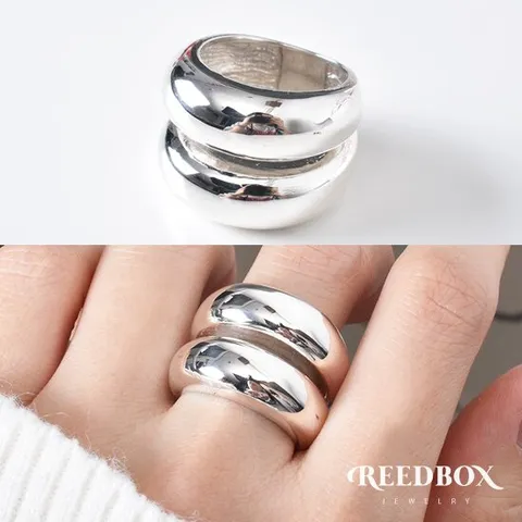 [리드박스] 925 실버 볼드뱅 더블라인 볼드반지 굵은 쌍가락지 순은반지