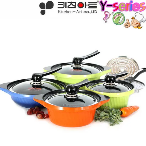 키친아트 세라믹코팅 투톤칼라 주물냄비 Y시리즈 4종