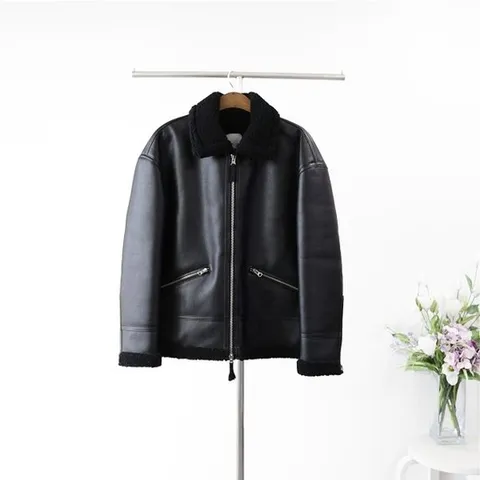 [엠클로]남자 가죽 양털 무스탕 라이더 자켓 점퍼