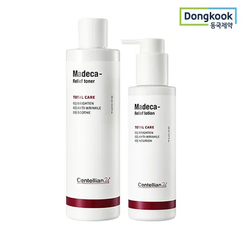 [5%적립] 동국제약 센텔리안24 마데카 릴리프 기초 2종 (토너+로션) 병풀 민감케어 미백 주름 기능성 저자극 수분 보습 진정 TECA 병풀 피부 영양 올인원