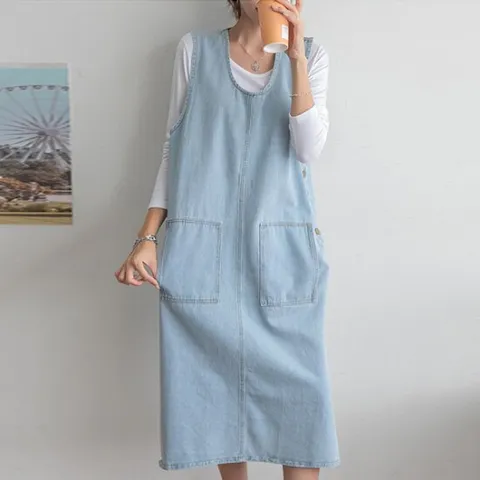 [나크21] 캐주얼 루즈핏 데님 롱 원피스 NK21-O-3