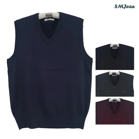 [에스엠진]SMJ1401 울혼방 V넥니트 조끼 남자 조끼 남성 베스트